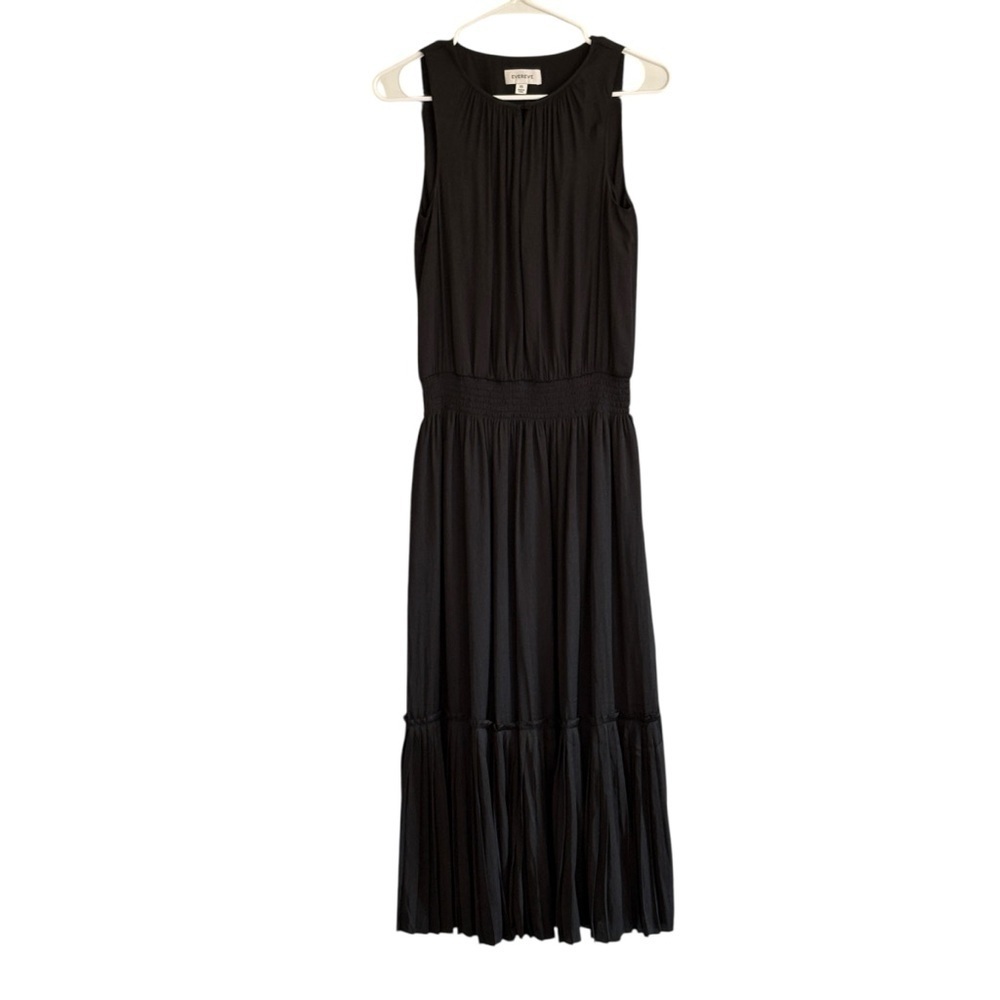Evereve Womens Black Cinched Waist Lined Maxi Dress Size XS